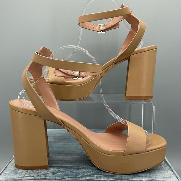 NEW Nordstrom Women’s Noanita-Lea Block Heel Sandals Tan Size 11M - Picture 1 of 10